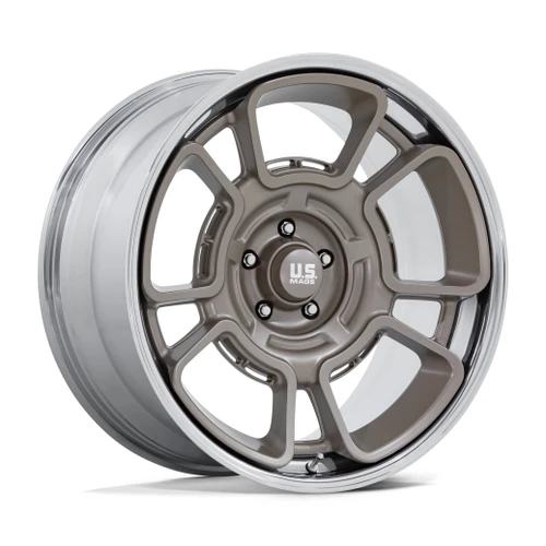 22" US Mag UC147 Flagstaff Pewter W/ Chrome Lip 22x9 Wheel 5x5 (5x127) 0mm Rim