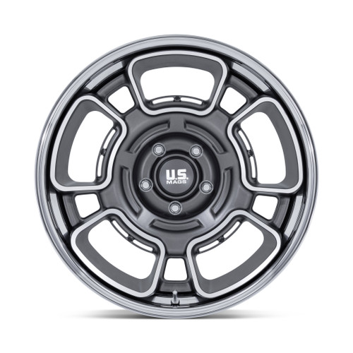 22" US Mag UC147 Flagstaff 22x9 5x5 0mm Anthracite W/ Mach-Face & Chr-Lip Rim