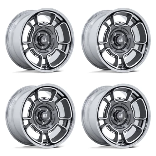 Set 4 22" US Mag UC147 Flagstaff 22x10.5 5x5 12mm Anthracite Mach-Face & Chr-Lip