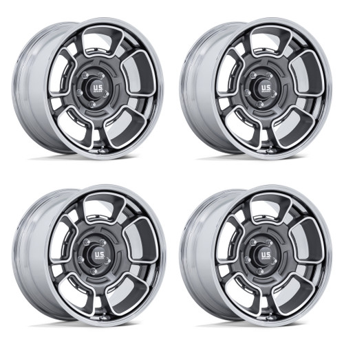 Set 4 20" US Mag UC147 Flagstaff 20x8.5 5x5 1mm Anthracite Mach-Face & Chr-Lip
