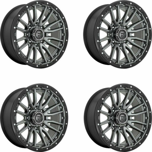 Set 4 Fuel  D680 Rebel 22x10 8x180 Gun Metal Black Bead Ring Wheels 22" -18mm