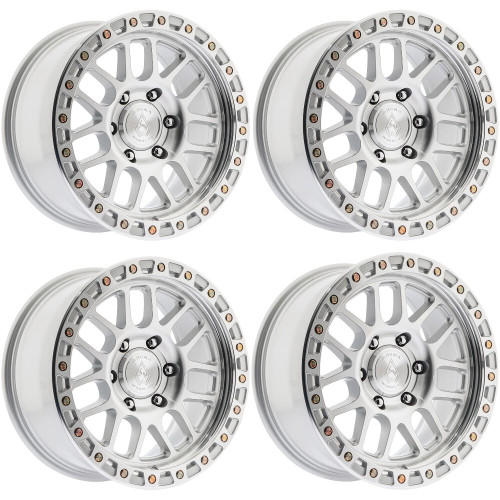 Set 4 17" Arena A119 Boost 17x9 5x5 -12mm Gloss Silver Machined Offroad Wheels