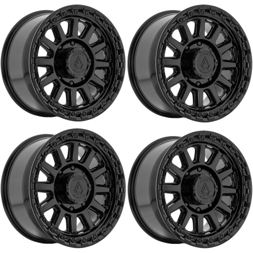 Set 4 18" Arena A119 Boost 18x9 8x6.5 20mm Satin Black Gloss Black Lip Wheels