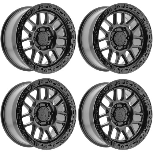 Set 4 18" Arena A119 Boost 18x9 6x135 0mm Satin Black Gloss Black Lip Truck Rims SUV Wheels