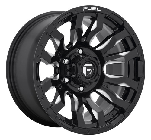 Set 4 17" Fuel D673 Blitz 17x9 5x5 Gloss Black Milled Wheels -12mm Lifted Rims