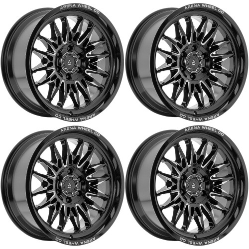 Set 4 20" Arena A126 Javelin 20x9 5x5 0mm Gloss Black Milled Wheels Truck Rims