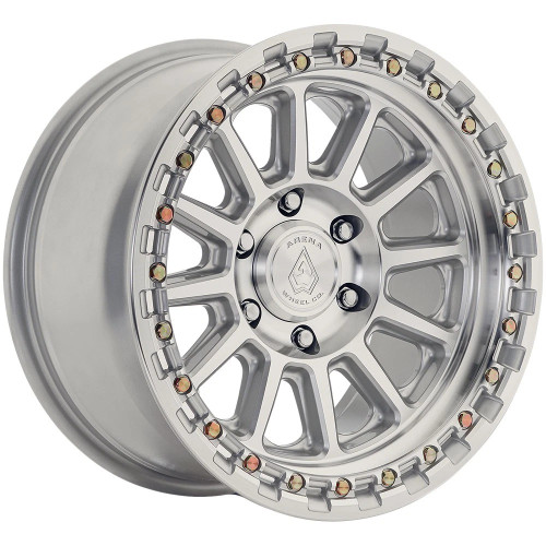 17" Arena A128 Enduro 17x9 5x5 (5x127) -12mm Gloss Silver Machined Truck Wheel Rim