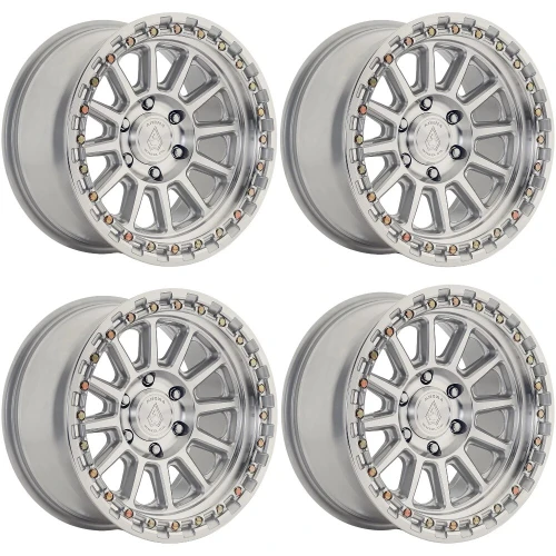 Set 4 17" Arena A128 Enduro 17x9 6x135 0mm Gloss Silver Machined Offroad Wheels Truck SUV Rims