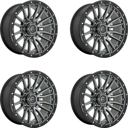 Set 4 22" Fuel D680 Rebel 22x10 8x6.5 -18mm Gunmetal Black Bead Ring Truck Rims Lifted Offroad Wheels