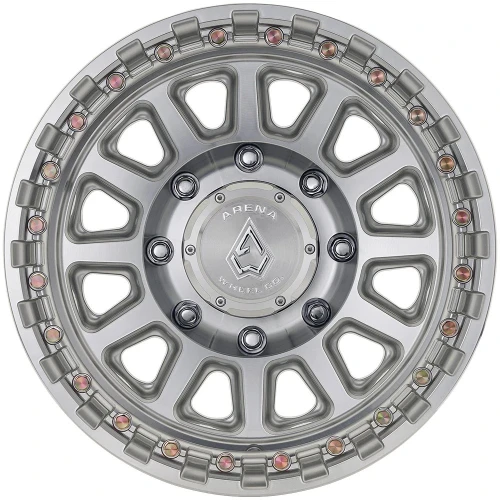 18" Arena A128 Enduro 18x9 8x6.5 (8x165.1) 20mm Gloss Silver Machined Truck Rim Offroad Wheel