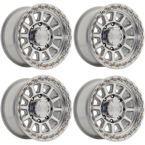 Set 4 18" Arena A128 Enduro 18x9 8x6.5 20mm Gloss Silver Machined Truck Wheels