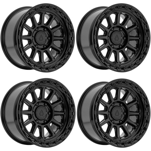 Set 4 17" Arena A128 Enduro 17x9 5x5 -12mm Gloss Black Wheels Offroad Truck Rims