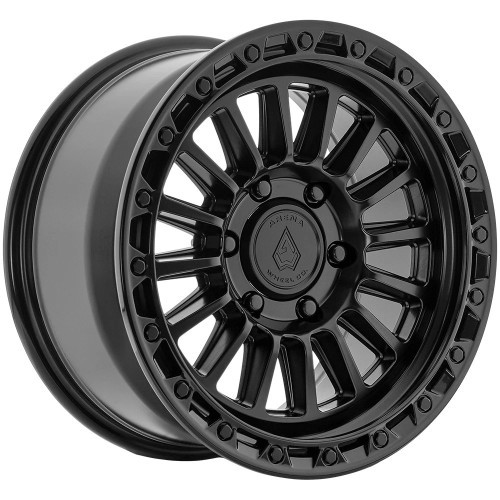 Set 4 17" Arena A130 Podium 17x9 5x5 0mm Satin Black Gloss Black Lip Truck Rims Offroad Wheels