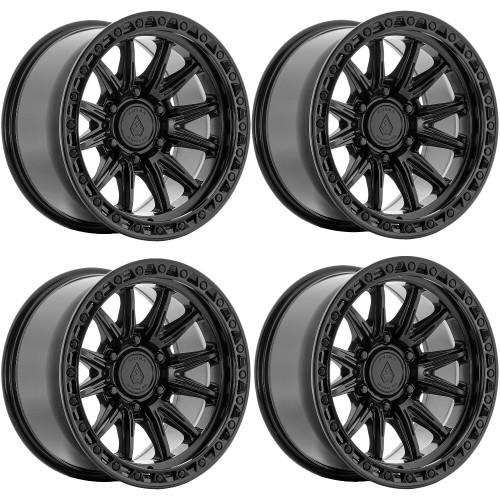 Set 4 17" Arena A132 Blitz 17x9 6x5.5 0mm Satin Black Gloss Black Lip Truck Rims Offroad SUV Wheels