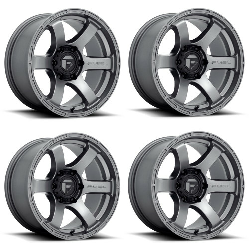 Set 4 Fuel D767 Rush 18x9 6x5.5 Matte Gun Metal Wheels 18" 1mm Rims