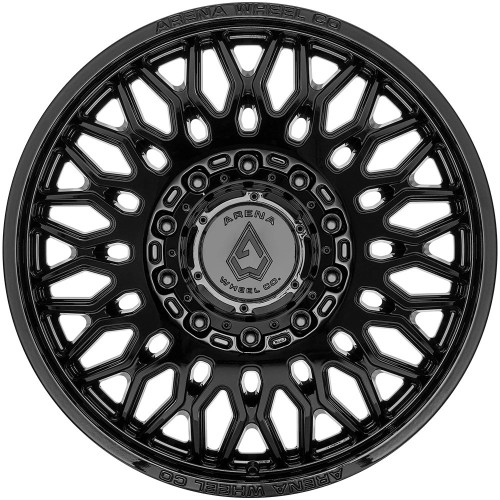 24" Arena A129 Dually Valkyrie 24x8.25 10x225 105mm Front Truck Gloss Black Rim Offroad Wheel