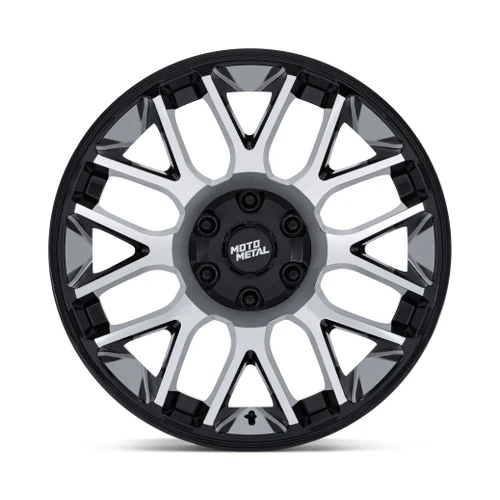 20" Moto Metal MO816 Overlook 20x9 8x6.5 1mm Gloss Black Machined Offroad Wheel Truck Rim