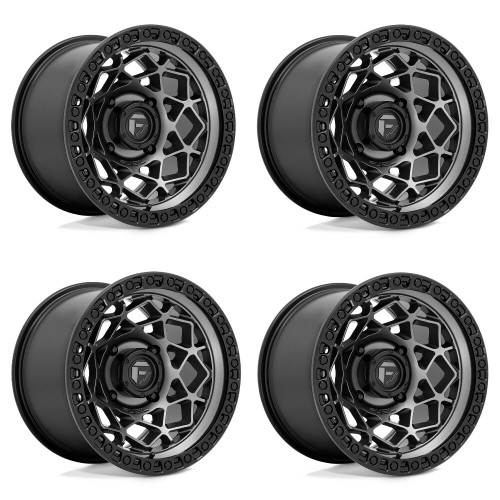Set 4 15" Fuel UTV D784 Unit UTV 15x10 4x137 Gunmetal Black Ring Wheels 0mm Rims