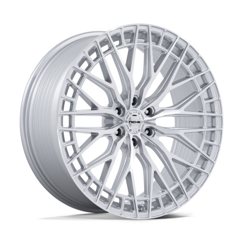 Set 4 24" Niche NC288 Genoa 24x10 6x5.5 20mm Gloss Silver Machined Face Wheels