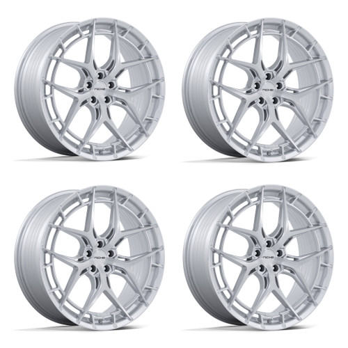 Set 4 20" Niche NC286 Riviera  20x9 5x112 20mm Gloss Silver Brushed Face Wheels Luxury Car SUV Rims