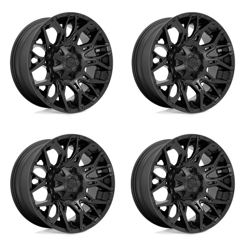 Set 4 Fuel D772 Twitch 20x9 8x180 Blackout Wheels 20" 1mm Rims For Chevy GMC