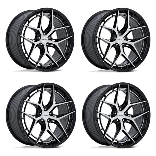 Set 4 20" Niche NC286 Riviera 20x10.5 5x120 38mm Gloss Black Machined Face Rims Luxury Car SUV Wheels