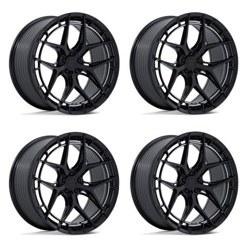 Set 4 20" Niche NC286 Riviera 20x9 5x120 27mm Gloss Black Wheels Car SUV Rims
