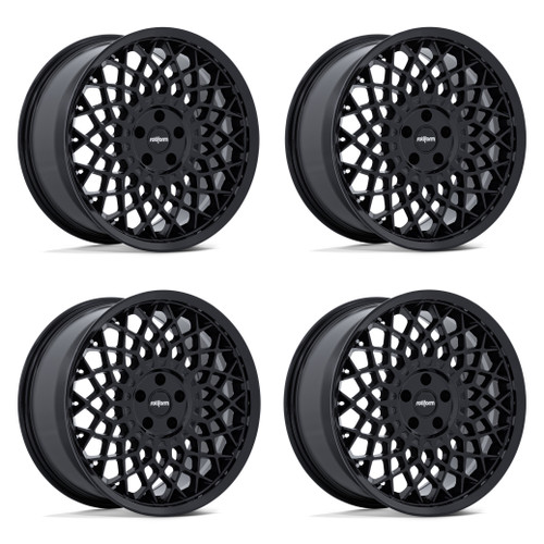 Set 4 18" Rotiform RC212 CJJ 18x8.5 5x4.5 35mm Gloss Black Sedan Coupe Wheels