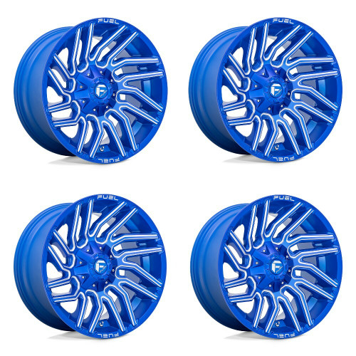Set 4 Fuel D774 Typhoon 22x10 8x180 Anodized Blue Milled Wheels 22" -18mm
