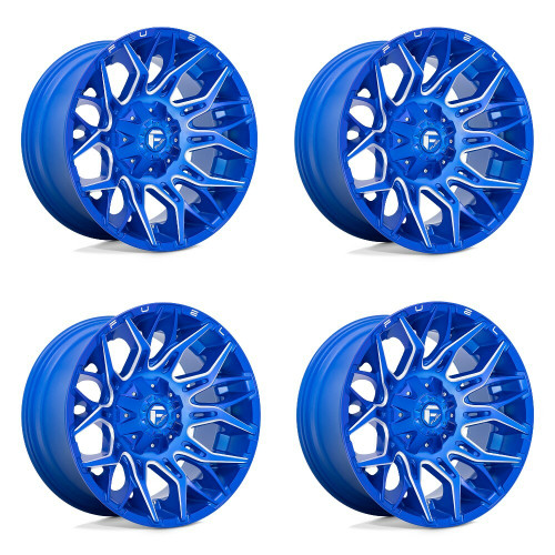 Set 4 Fuel D770 Twitch 22x10 8x180 Anodized Blue Milled Wheels 22" -18mm
