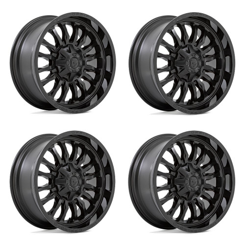 Set 4 20" Fuel D796 Arc 20x10 8x6.5 Matte Black Gloss Black Lip Wheels -18mm