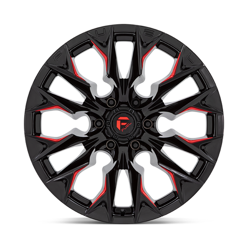 Set 4 22" Fuel D823 Flame 22x10 6x135 -18mm Gloss Black Milled Candy Red Wheels