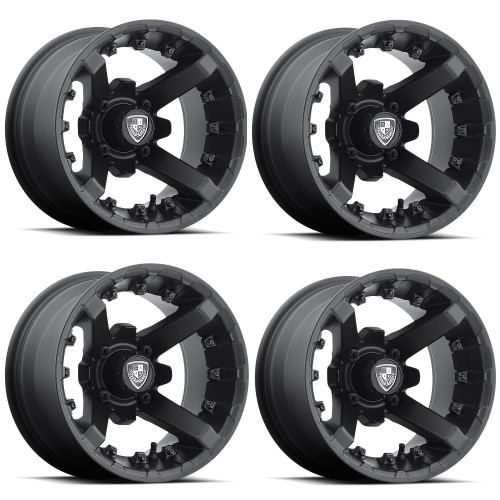 Set 4 Fairway Alloys FA138 Battle 12x7 4x4.0 Matte Black Wheels 12" -47mm Rims