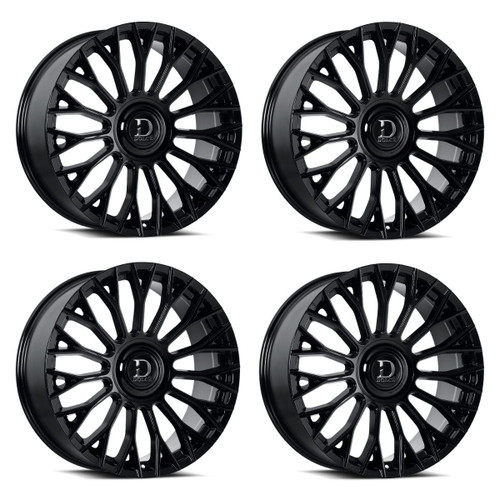 Set 4 24" Dolce Luxury Roma 24x9 5x112 5x120 28mm Gloss Black Sedan SUV Car Rims