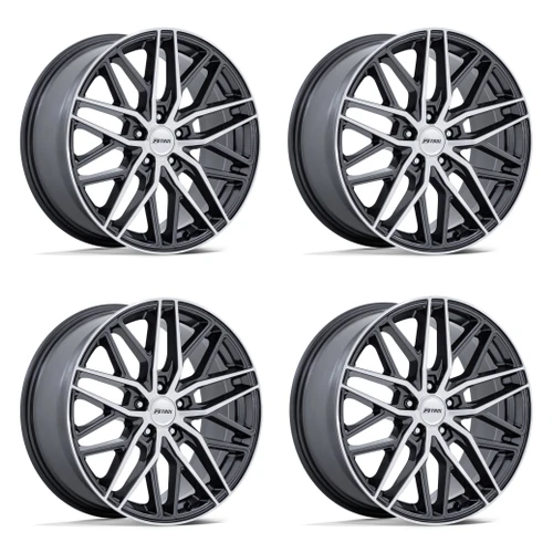 Set 4 17" Petrol PE004 P3E 17x8 5x112 40mm Gunmetal Brushed-Mach Face Wheels