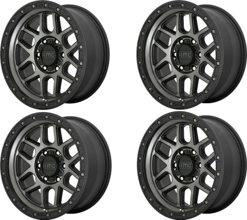 Set 4 KMC KM544 Mesa 17x8.5 6x135 Satin Black With Gray Tint Wheels 17" 0mm Rims