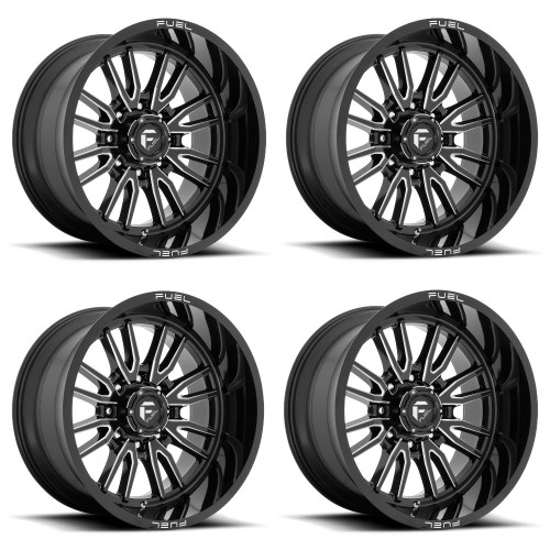 Set 4 22" Fuel D761 Clash 22x12 8x170 Gloss Black Milled Wheels -44mm Truck Rims
