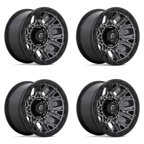 Set 4 Fuel  D825 Traction 17x9 5x5 Matte Gunmetal Black Ring Wheels 17" -12mm