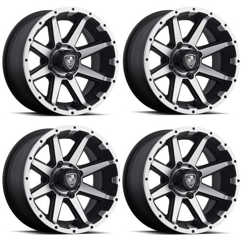 Set 4 Fairway Alloys FA136 Rebel 14x6.5 4x4.0 Machined Black Wheels 14" -23mm