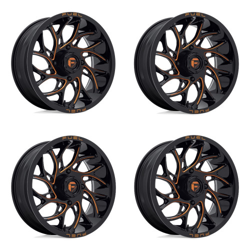 Set 4 Fuel UTV D780 Runner Utv 18x7 4x137 Black Milled Orange Wheels 18" 13mm