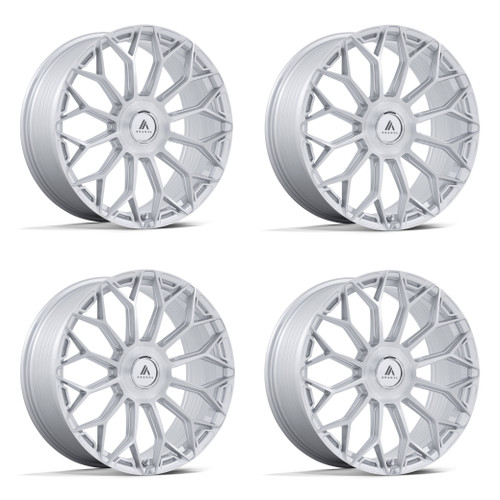 Set 4 22" Asanti Black AB051 Envoy 22x10 6x135 6x5.5 30mm Silver Brushed Face Rims