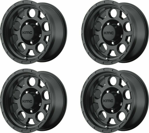 Set 4 KMC KM522 Enduro 18x9 5x5 Matte Black Wheels 18" 0mm Rims
