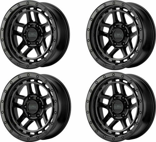 Set 4 KMC KM540 Recon 17x8.5 6x135 Satin Black Wheels 17" 18mm Rims