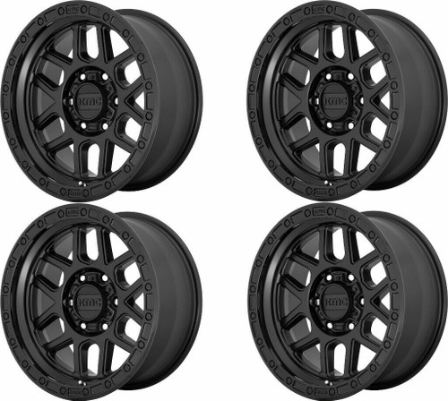 Set 4 20" KMC KM544 Mesa 20x9 6x135 Satin Black Gloss Black Lip Wheels 18mm Rims