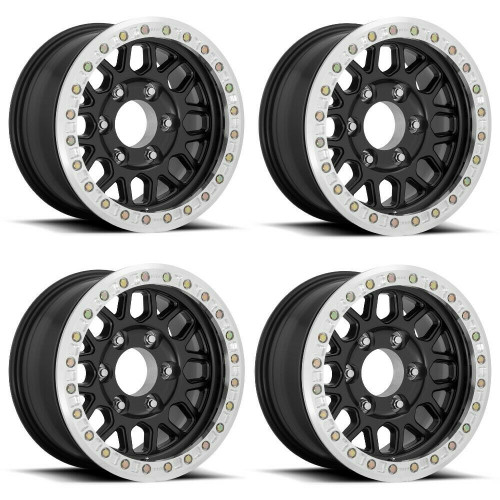 Set 4 KMC KM234 Grenade Desert Beadlock 17x8.5 6x5.5 Satin Black Wheels 17" 0mm