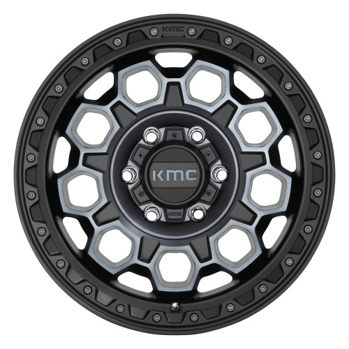 Set 4 KMC KM545 Trek 17x9 6x135 Satin Black With Gray Tint Wheels 17" 18mm Rims