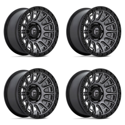 Set 4 17" Fuel D835 Cycle 17x9 6x5.5 1mm Wheels Gunmetal Black Ring Truck Rims