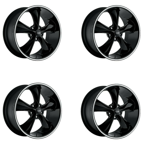 Set 4 18" Foose F104 Legend 18x8 5x4.5 Gloss Black Milled Wheels 1mm For Ford