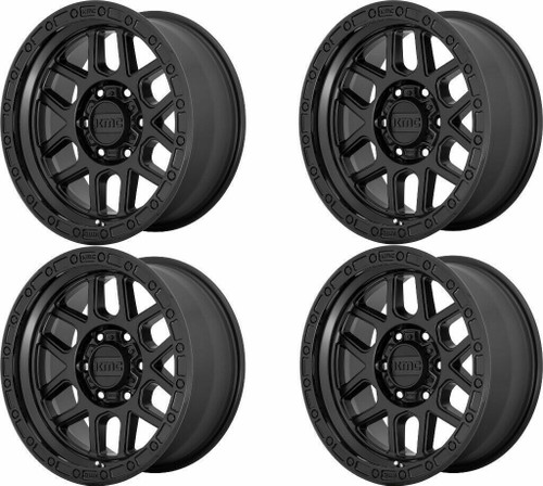 Set 4 KMC KM544 Mesa 20x9 8x6.5 Satin Black With Gloss Black Lip Wheels 20" 0mm