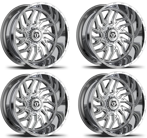 Set of 4 TIS 544C Chrome Plated 26x12 8x170 -44mm  wheels installed on Ford F250 F350 Super Duty featuring a custom wheel and tire package from A2i Wheel & Tire for improved style performance and fitment